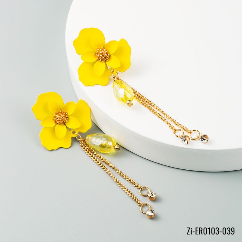Big Flowers long tassel dangle Earrings - Zi Collection Hub