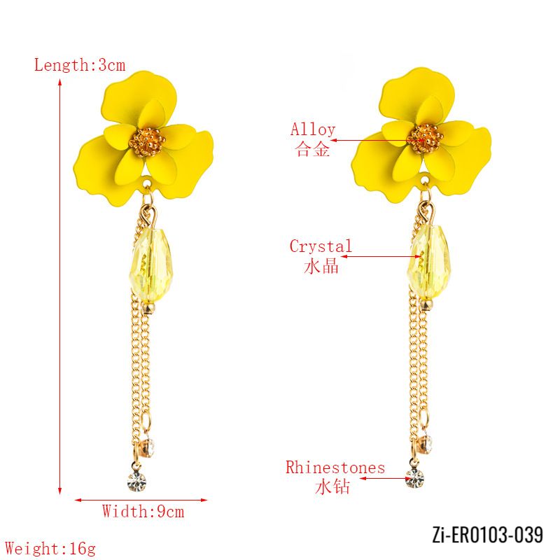 Big Flowers long tassel dangle Earrings - Zi Collection Hub