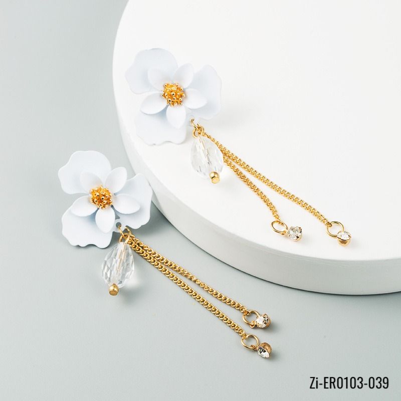 Big Flowers long tassel dangle Earrings - Zi Collection Hub