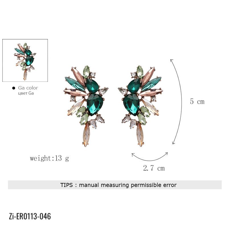 Green Rhinestone Crystal Gems Stud Earrings - Zi Collection Hub