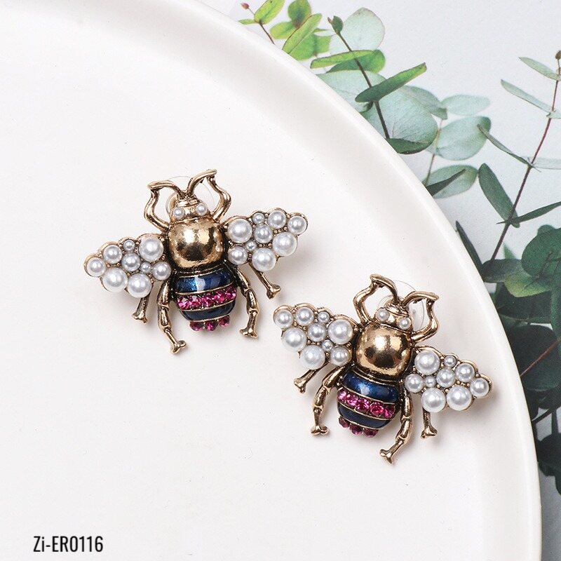 Bee Ear Studs Crystal Earrings - Zi Collection Hub