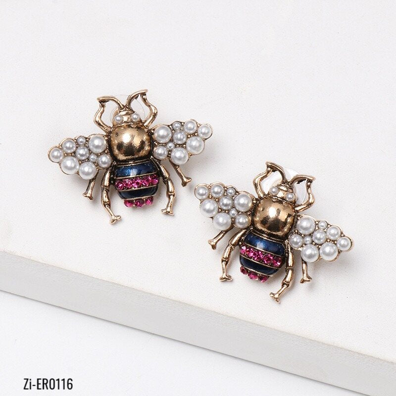 Bee Ear Studs Crystal Earrings - Zi Collection Hub