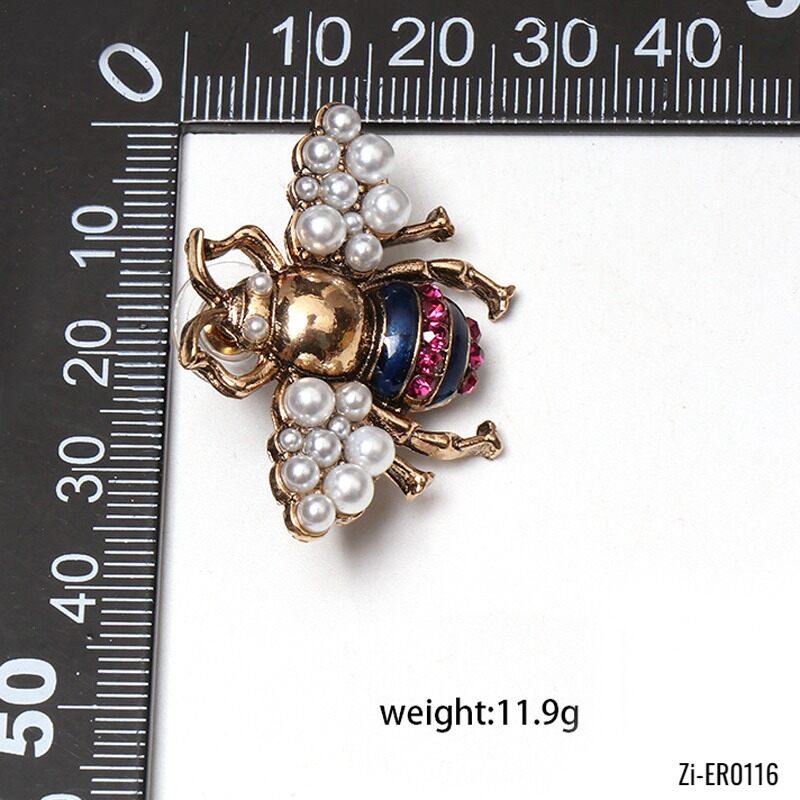 Bee Ear Studs Crystal Earrings - Zi Collection Hub