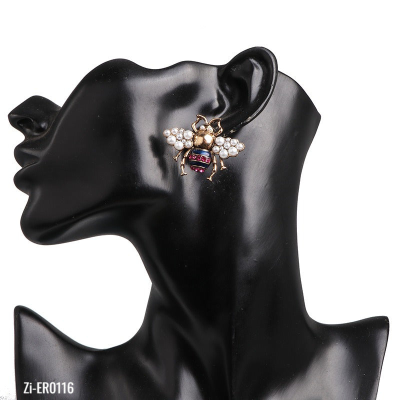 Bee Ear Studs Crystal Earrings - Zi Collection Hub