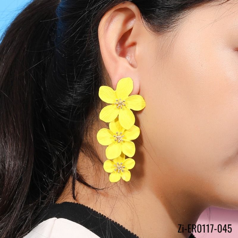 Spray Paint Flowers Colorful Drop Earrings - Zi Collection Hub