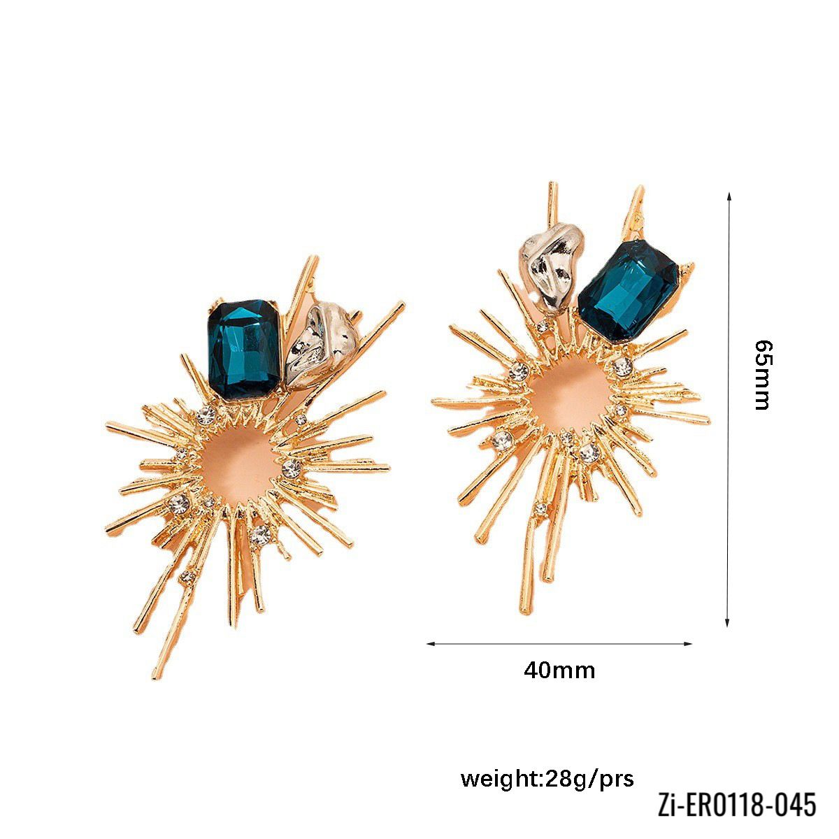 Geometric Gold-Plated Diamond Glass Hollow Earrings - Zi Collection Hub