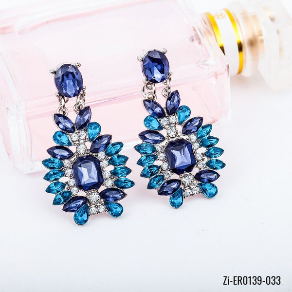 Big Blue Crystal Drop Earrings