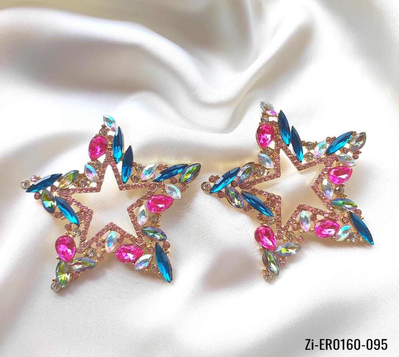 Star Metal Colorful Crystal Drop Earring - Zi Collection Hub