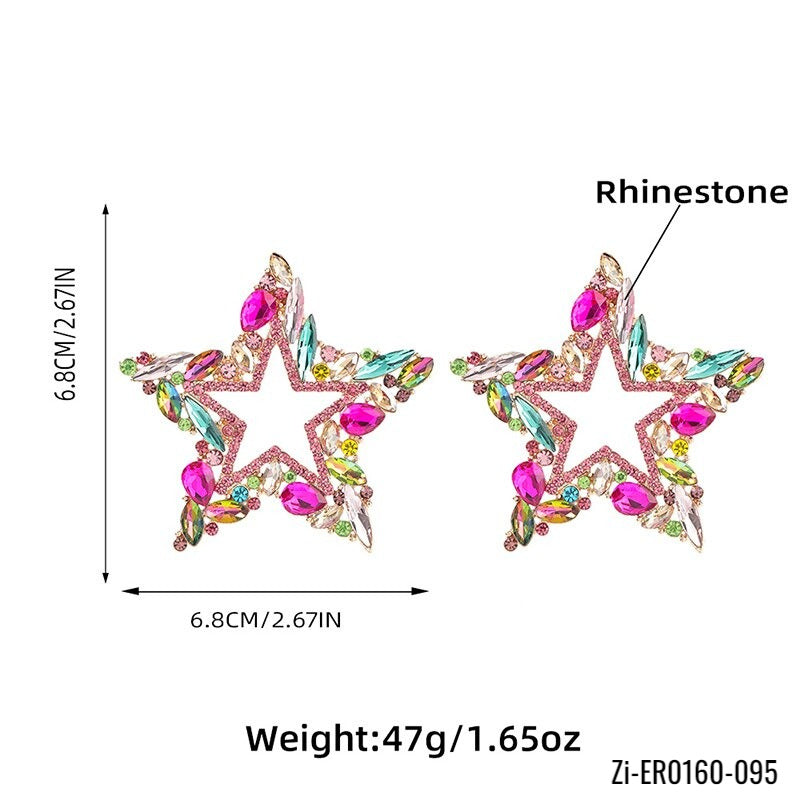 Star Metal Colorful Crystal Drop Earring - Zi Collection Hub