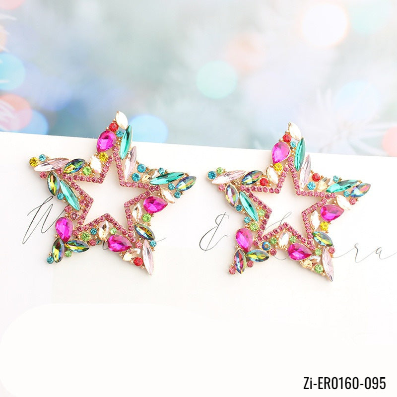 Star Metal Colorful Crystal Drop Earring - Zi Collection Hub