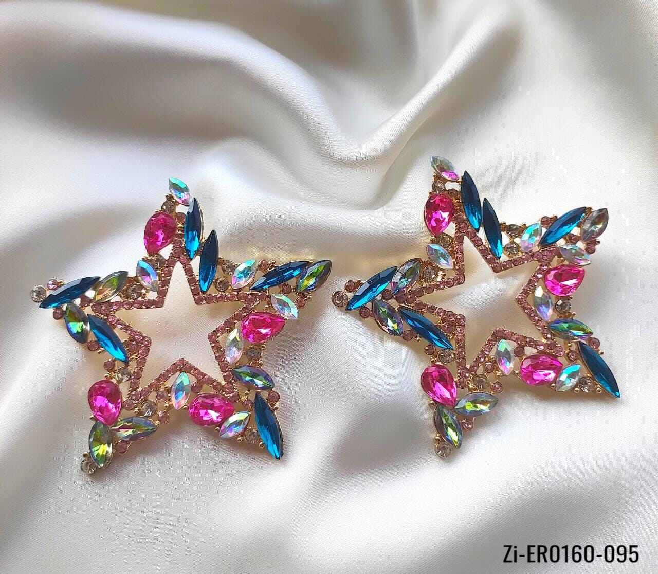 Star Metal Colorful Crystal Drop Earring - Zi Collection Hub