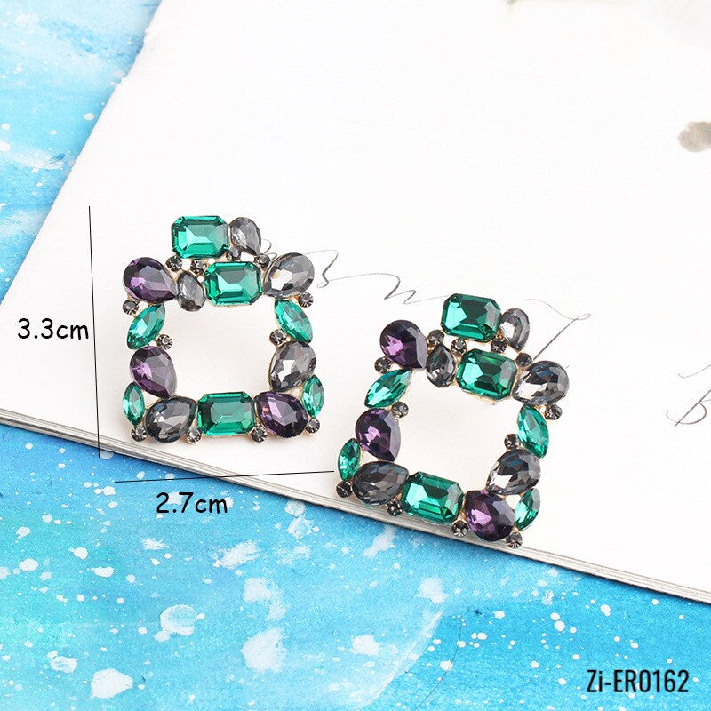 Metal Rhinestone Square Earrings - Zi Collection Hub