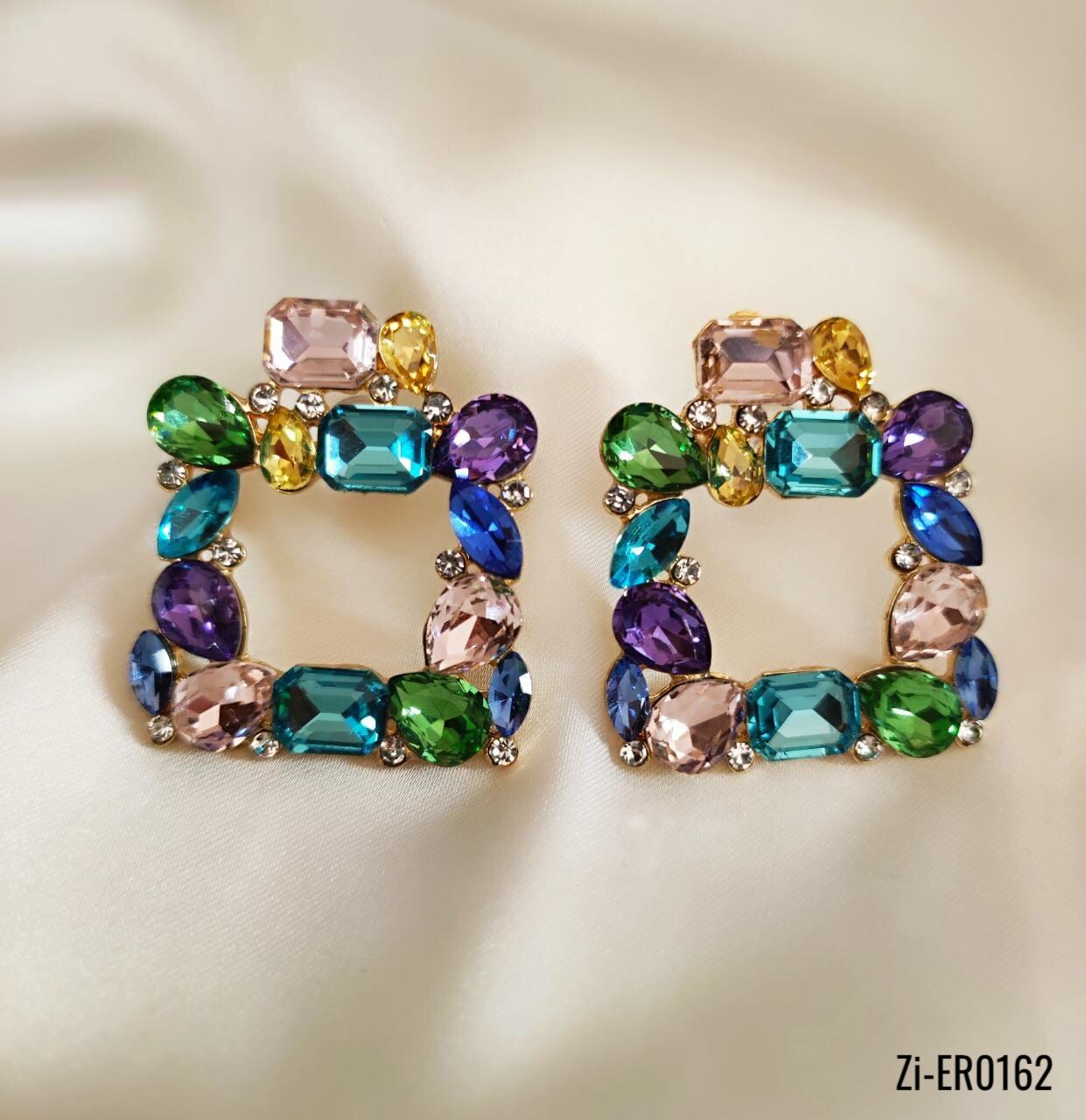 Metal Rhinestone Square Earrings - Zi Collection Hub