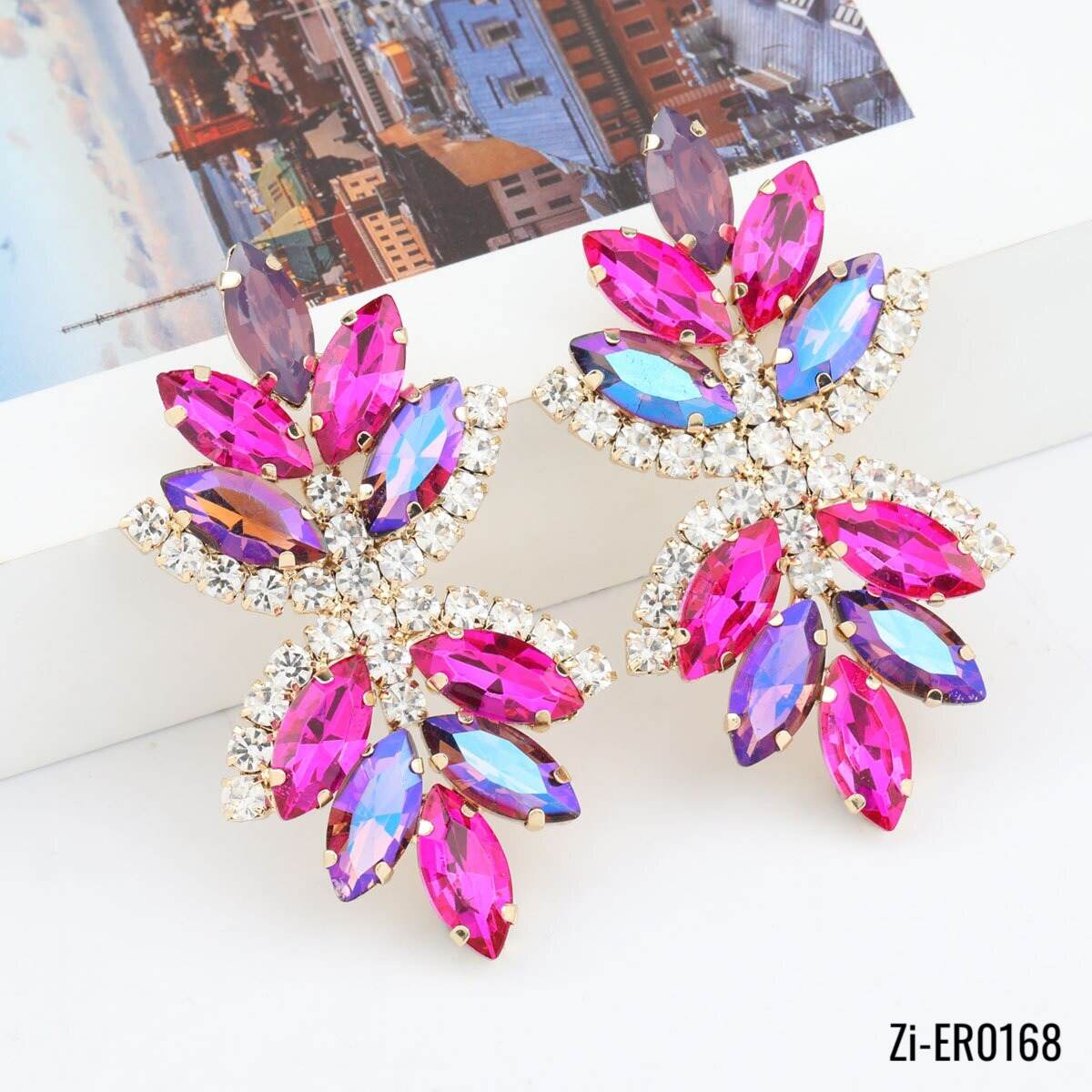 Crystal Dangle Statement Earrings - Zi Collection Hub