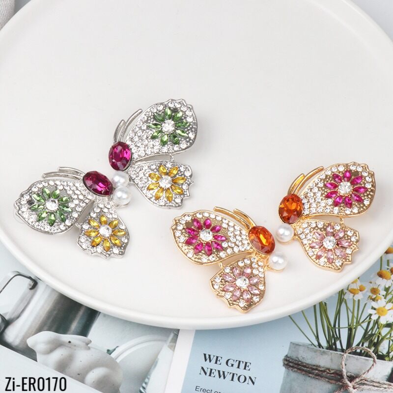 Colorful Rhinestone Butterfly Stud Earrings Statement Luxury Jewelry - Zi Collection Hub