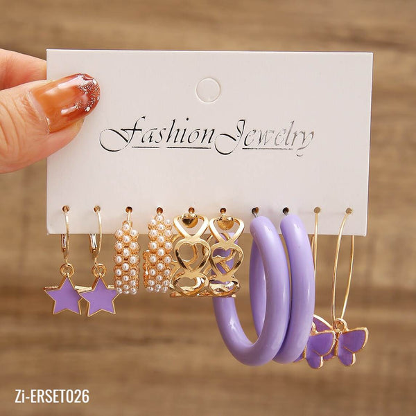 Bohemian Purple Resin Acrylic Hoop Earrings Set - Zi Collection Hub