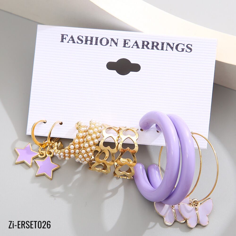 Bohemian Purple Resin Acrylic Hoop Earrings Set - Zi Collection Hub