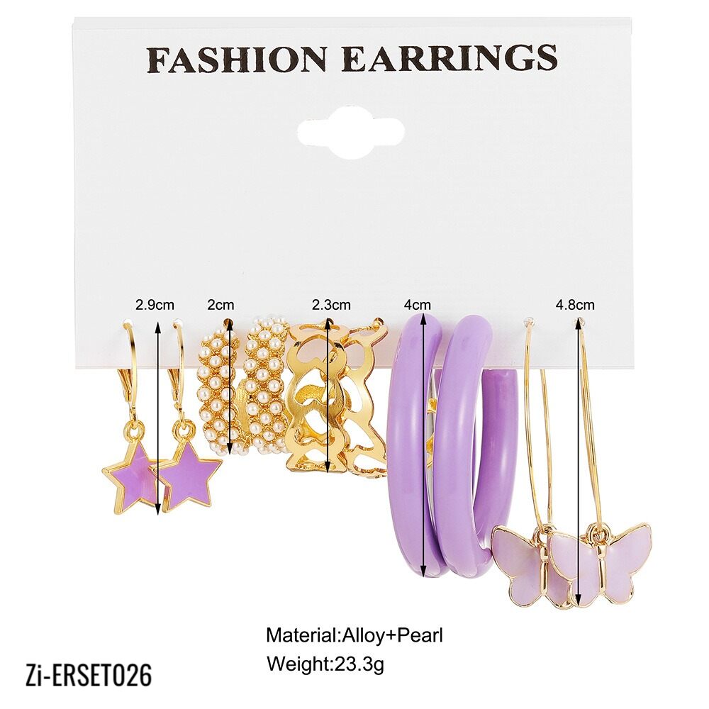 Bohemian Purple Resin Acrylic Hoop Earrings Set - Zi Collection Hub