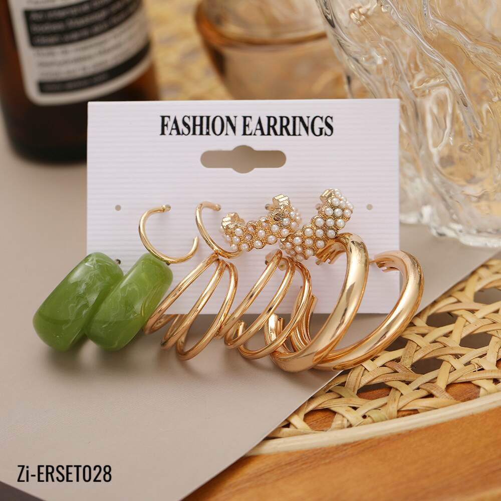 5 Pair Acrylic Dangle Earrings Set - Zi Collection Hub