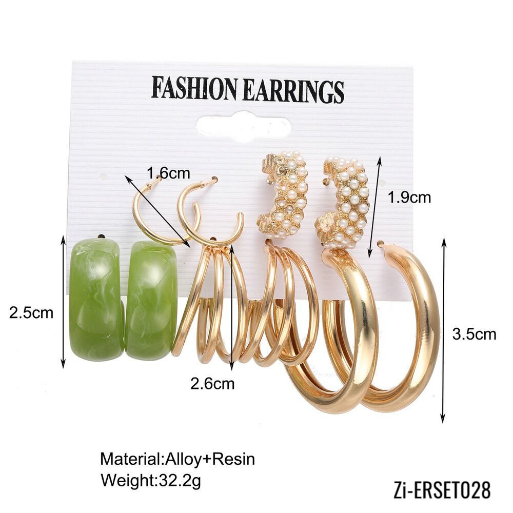 5 Pair Acrylic Dangle Earrings Set - Zi Collection Hub