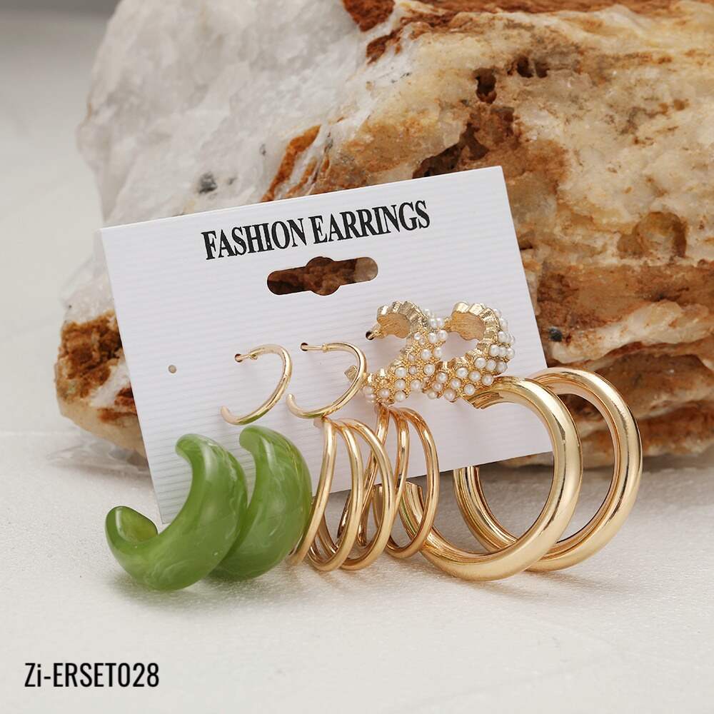 5 Pair Acrylic Dangle Earrings Set - Zi Collection Hub