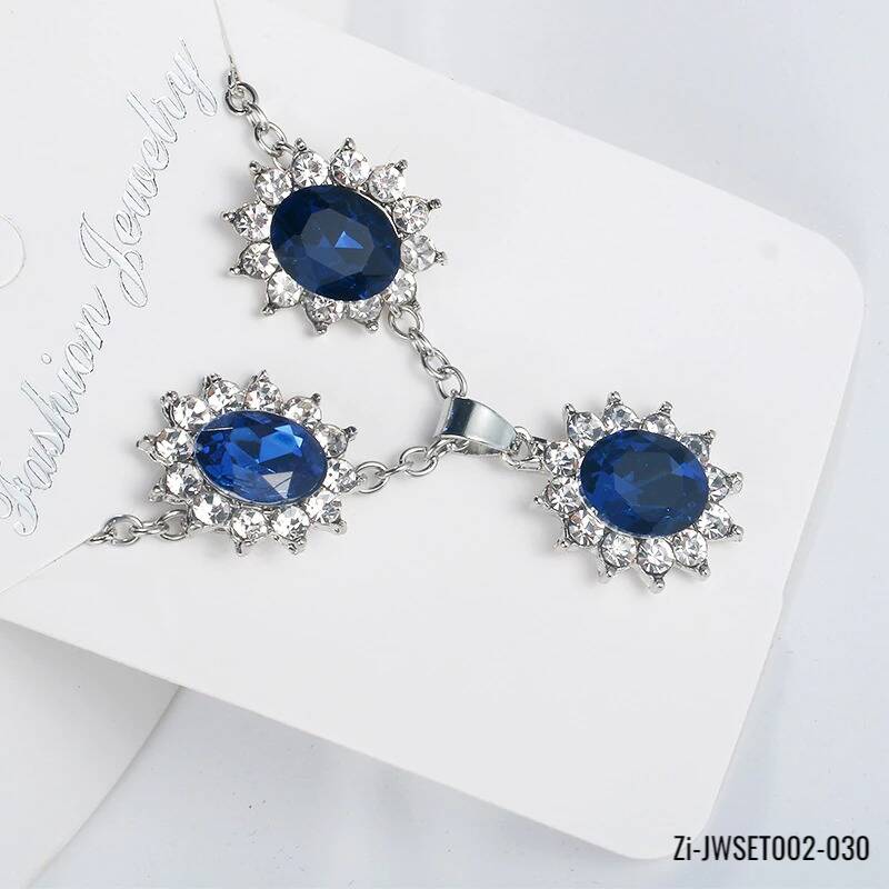 Water Drop Blue Crystal Stone Wedding Jewelry Sets - Zi Collection Hub