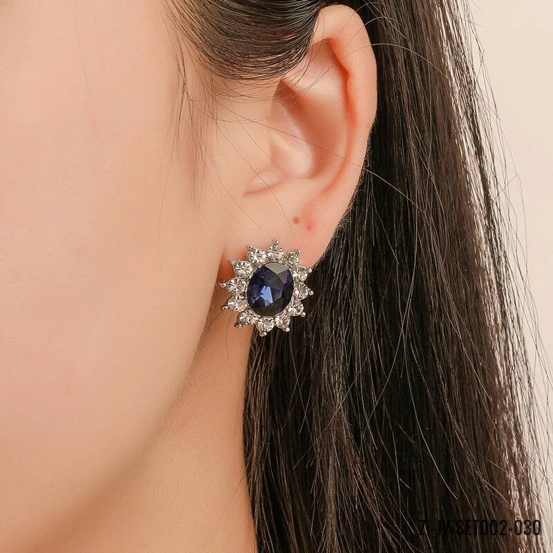 Water Drop Blue Crystal Stone Wedding Jewelry Sets - Zi Collection Hub