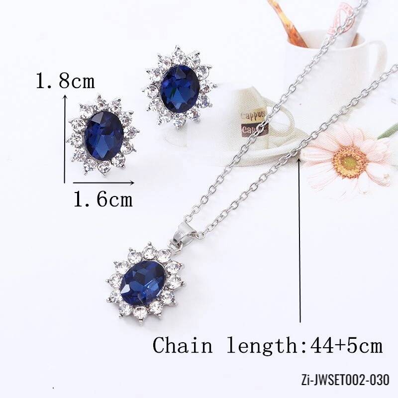 Water Drop Blue Crystal Stone Wedding Jewelry Sets - Zi Collection Hub