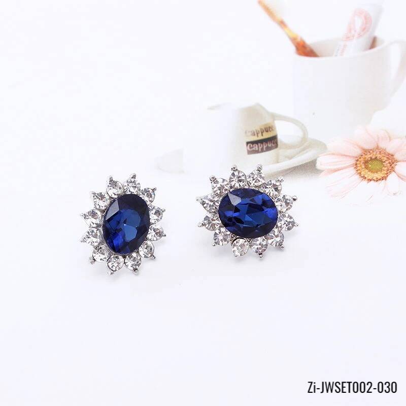 Water Drop Blue Crystal Stone Wedding Jewelry Sets - Zi Collection Hub