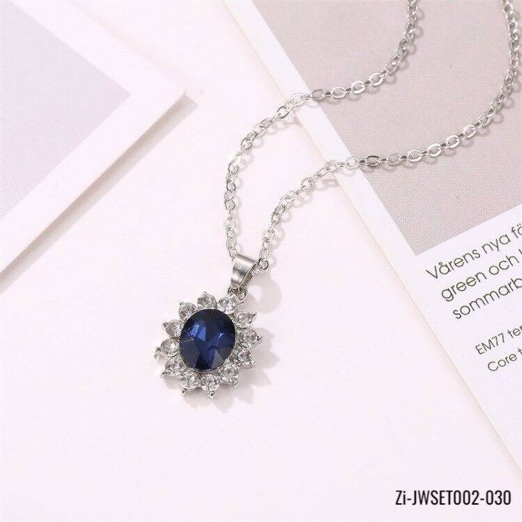 Water Drop Blue Crystal Stone Wedding Jewelry Sets - Zi Collection Hub