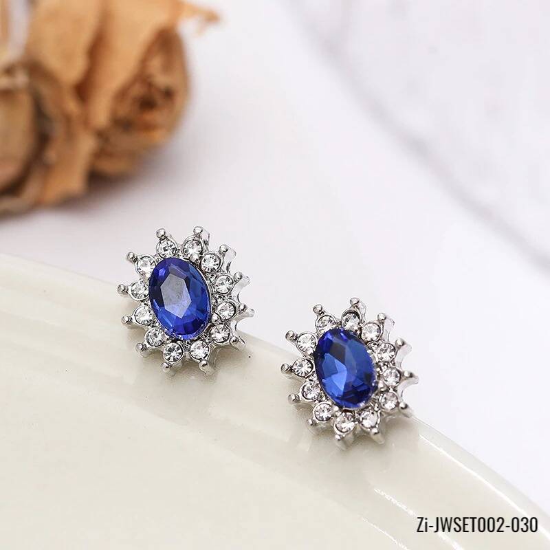 Water Drop Blue Crystal Stone Wedding Jewelry Sets - Zi Collection Hub