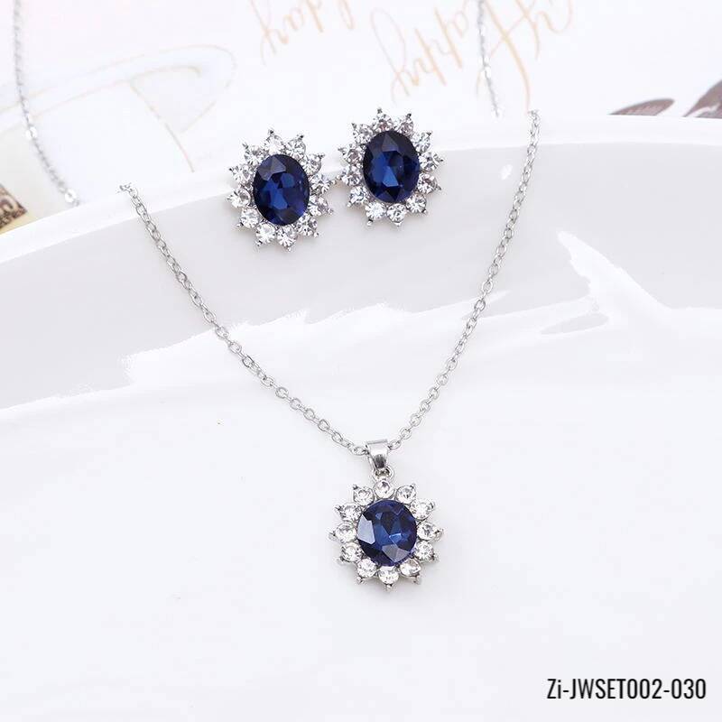Water Drop Blue Crystal Stone Wedding Jewelry Sets - Zi Collection Hub