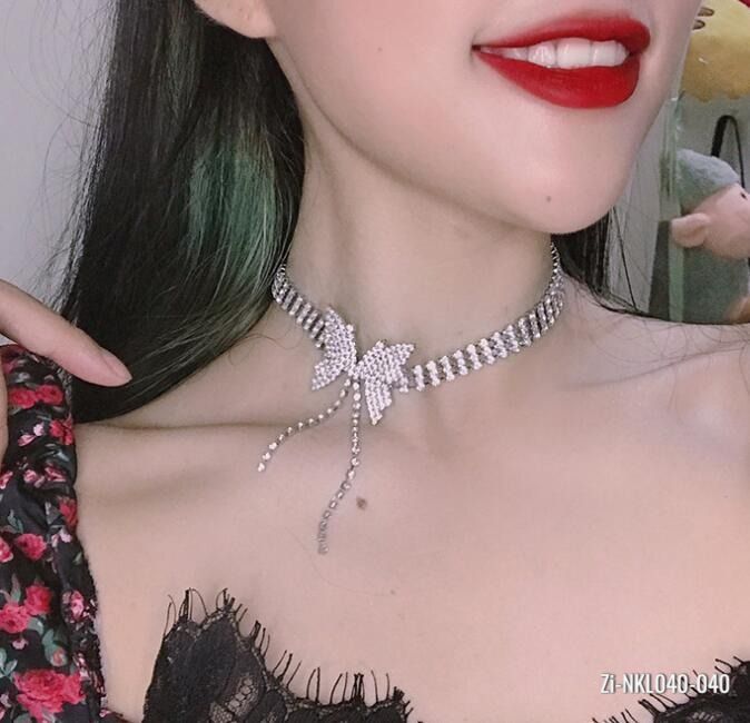 Rhinestone Choker Necklace Butterfly Pendant Necklace - Zi Collection Hub
