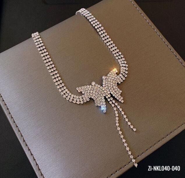 Rhinestone Choker Necklace Butterfly Pendant Necklace - Zi Collection Hub