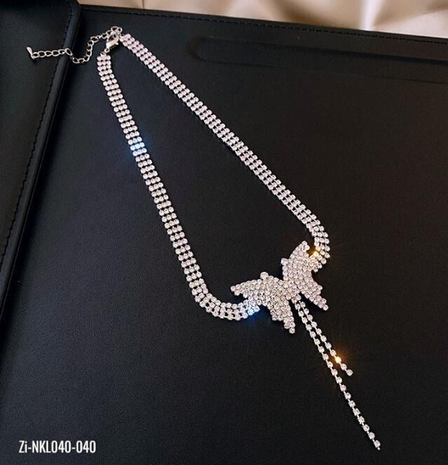 Rhinestone Choker Necklace Butterfly Pendant Necklace - Zi Collection Hub