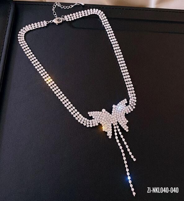 Rhinestone Choker Necklace Butterfly Pendant Necklace - Zi Collection Hub