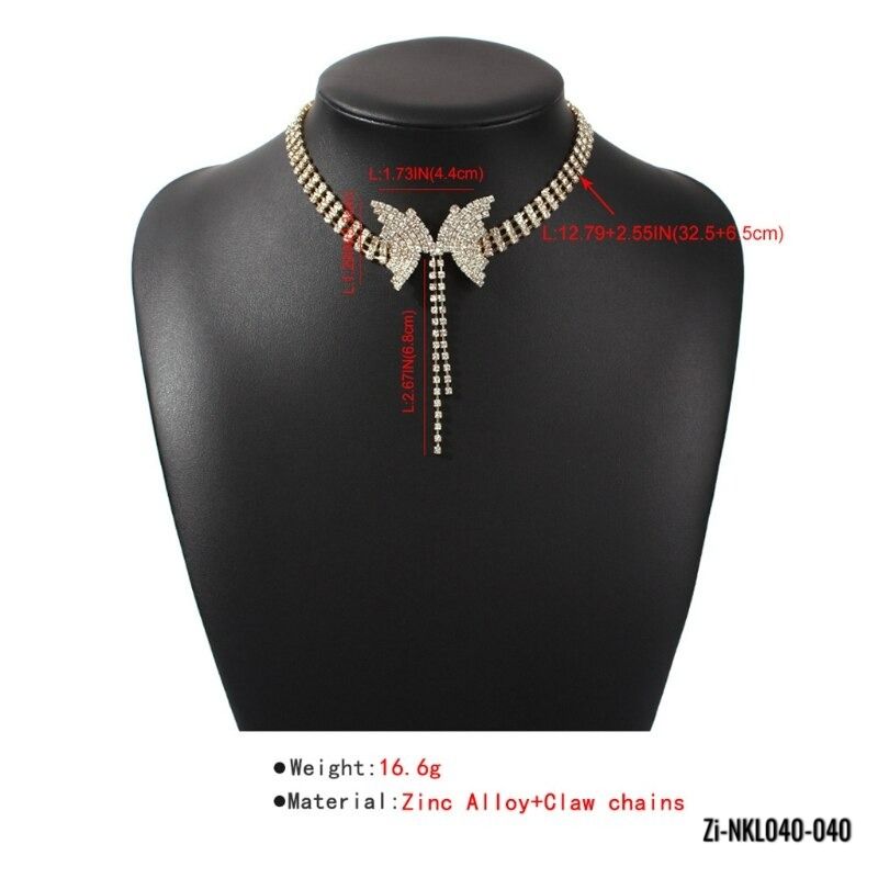 Rhinestone Choker Necklace Butterfly Pendant Necklace - Zi Collection Hub