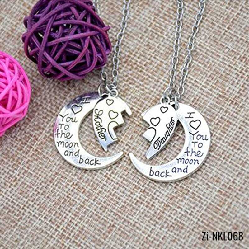 I Love You to the Moon and Back Mom and Daughter Necklaces - Zi Collection Hub