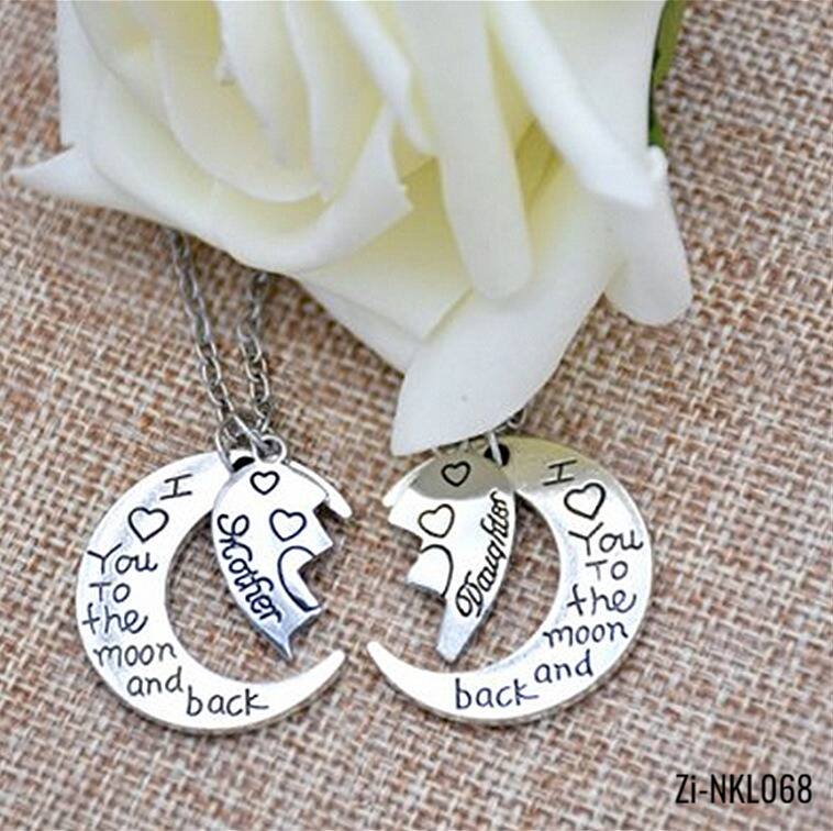 I Love You to the Moon and Back Mom and Daughter Necklaces - Zi Collection Hub