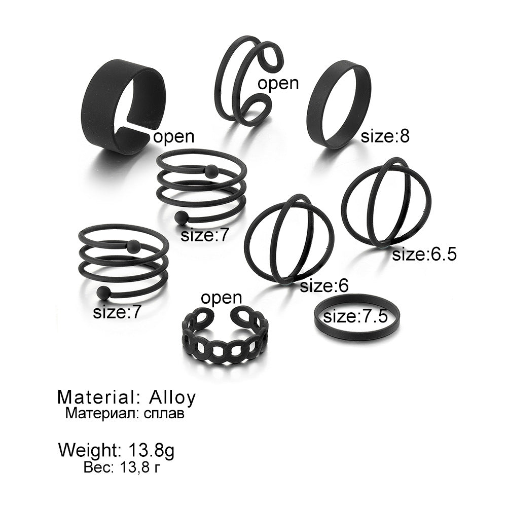 Vintage Black Rings Set - Zi Collection Hub
