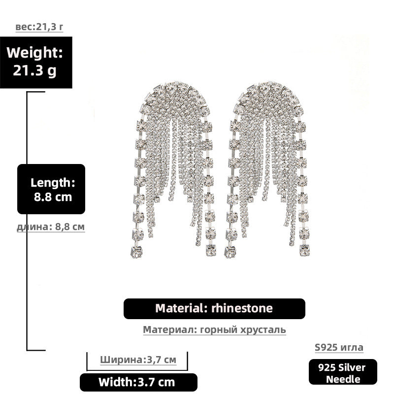 Rhinestones Long Tassel Earrings High-Quality - Zi Collection Hub