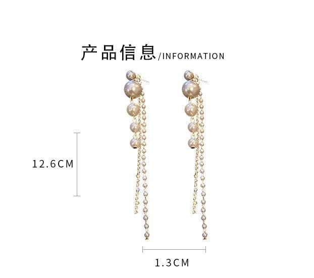 s925 Silver Needle Pearl Long Tassel Earrings - Zi Collection Hub