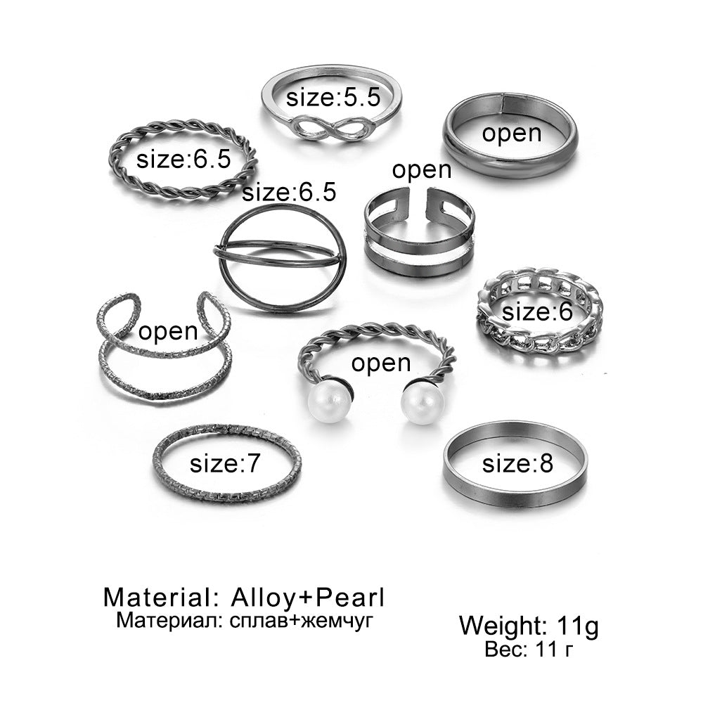 Creative Personality Cross Twist Chain Knuckle Finger Ring Sets - Zi Collection Hub