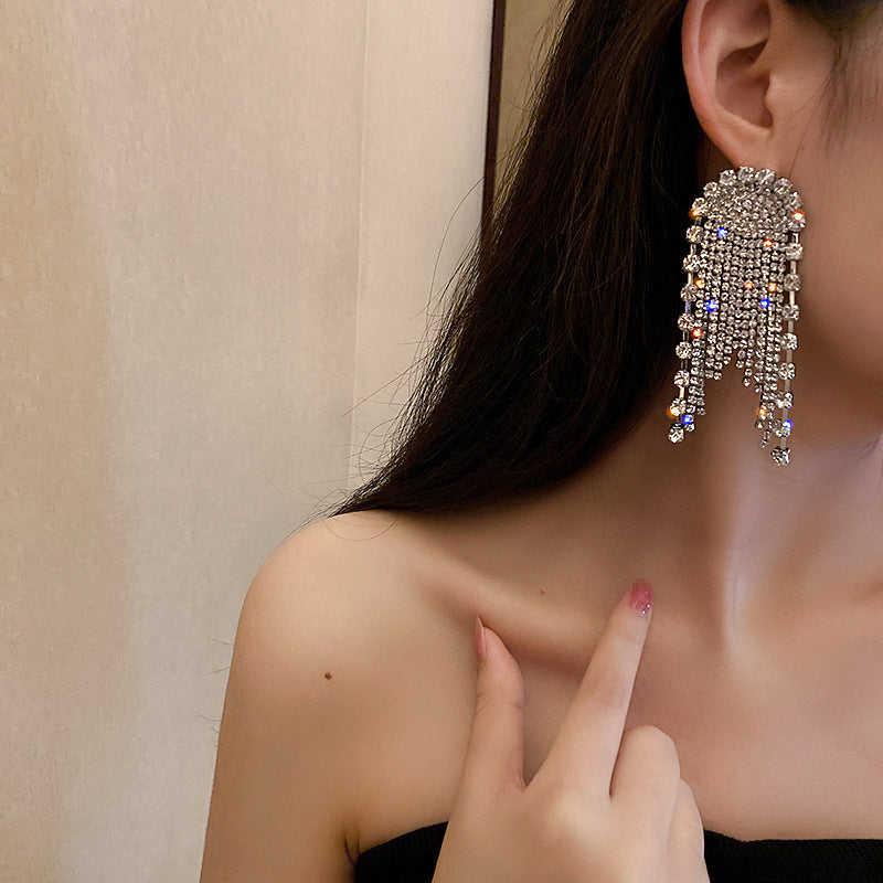 Rhinestones Long Tassel Earrings High-Quality - Zi Collection Hub