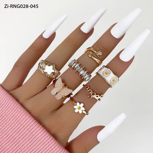 7 Pcs Cute Butterfly Rings Set - Zi Collection Hub