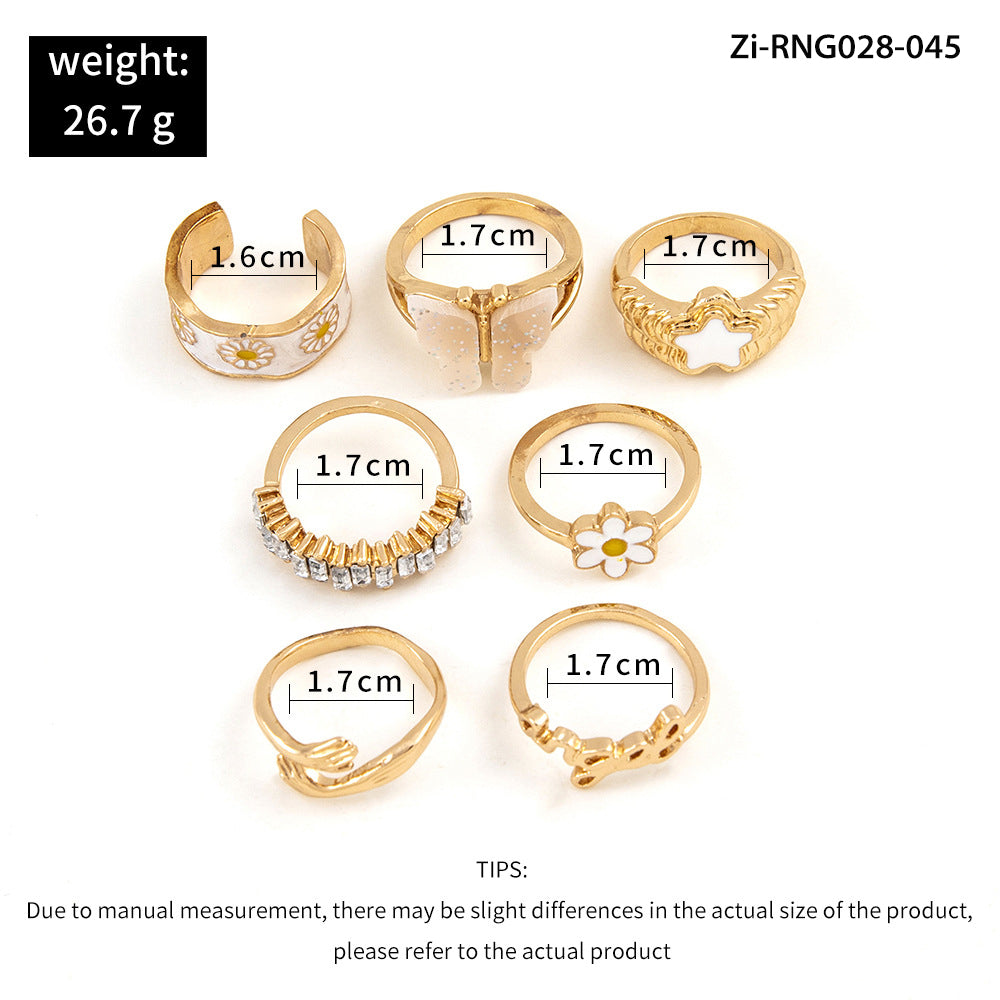 7 Pcs Cute Butterfly Rings Set - Zi Collection Hub