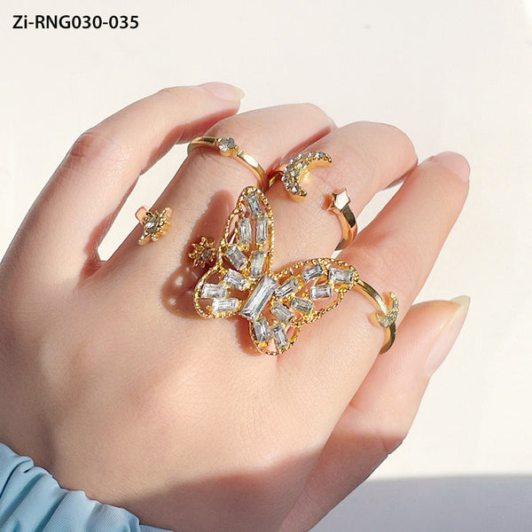 5 Pcs Statement Big Butterfly Rings Set - Zi Collection Hub