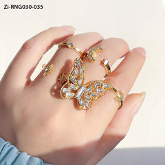 5 Pcs Statement Big Butterfly Rings Set
