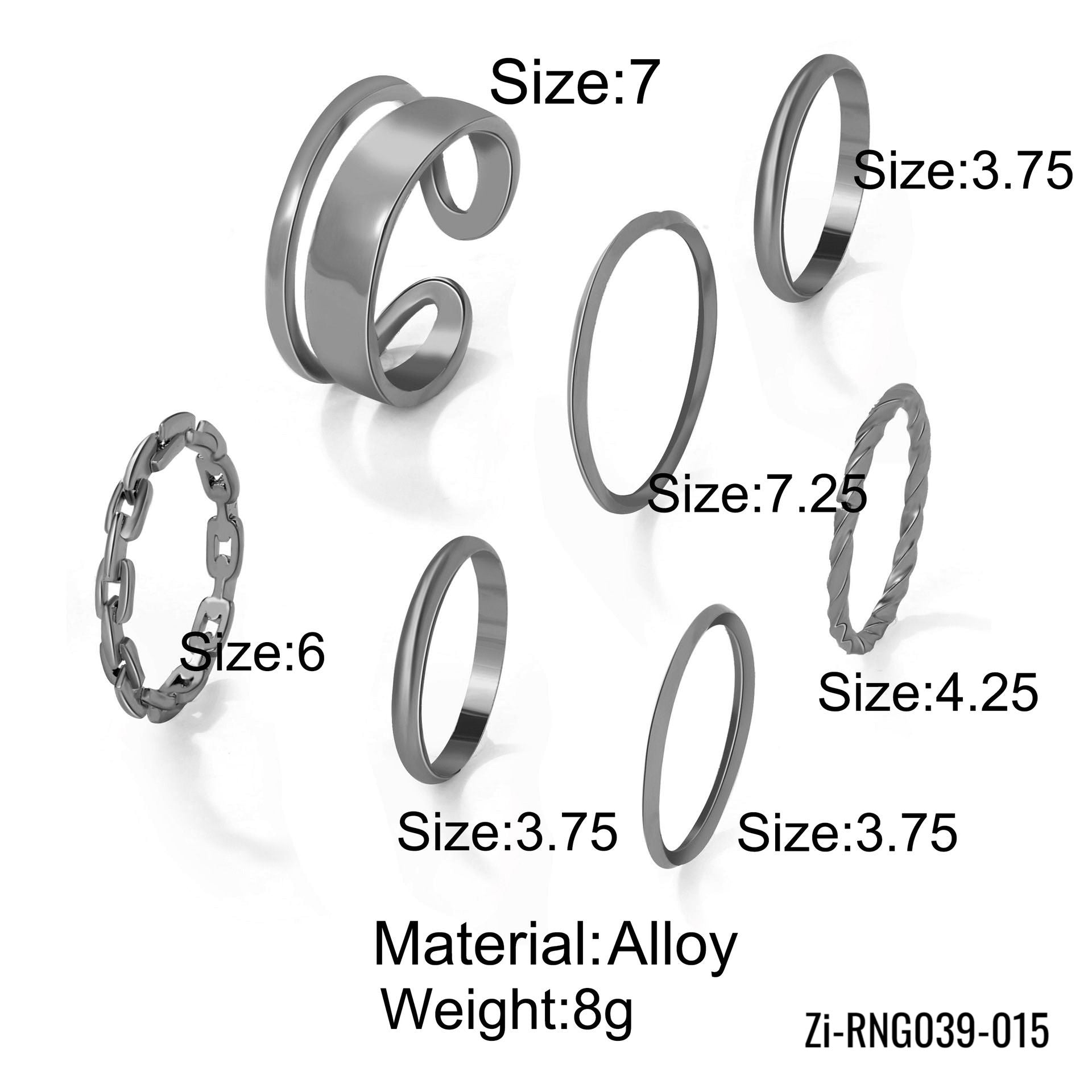 7Pcs/set Punk Finger Rings Black Rings - Zi Collection Hub