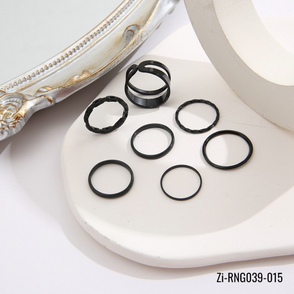 7Pcs/set Punk Finger Rings Black Rings - Zi Collection Hub